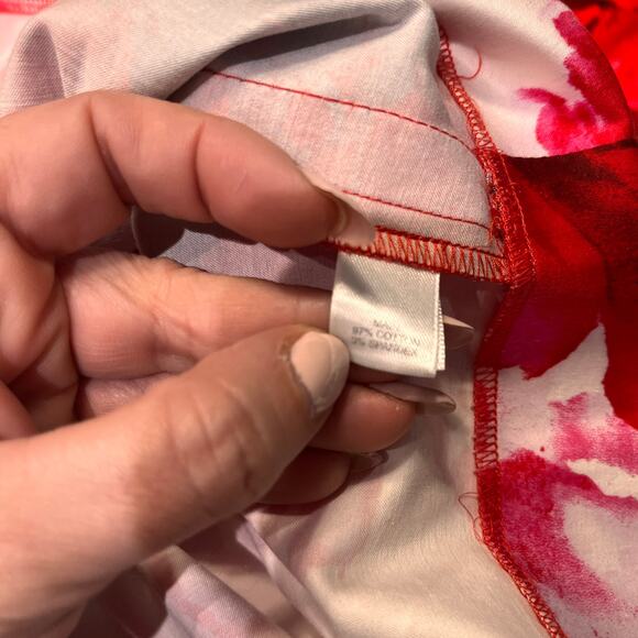 St John Red Floral Sleeveless Shift Mini Dress Sz 10 - Picture 7 of 10